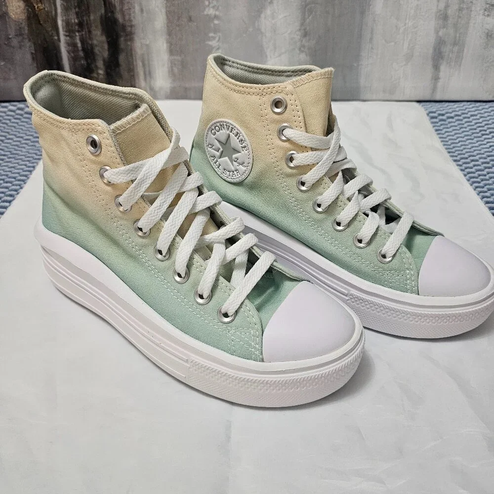 NEW Converse Chuck Taylor Hi Sneakers Ombre Green Platform - Women's Size 6.5 - Picture 3 of 7